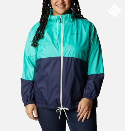 Jacheta Columbia Flash Forward Windbreaker Dama Turcoaz Bleumarin | Plus Size BYQ98Z71S